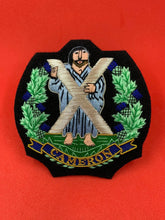 Queens Own Cameron Highlanders Blazer Badge Hand Embroidered With Bullion & Wire